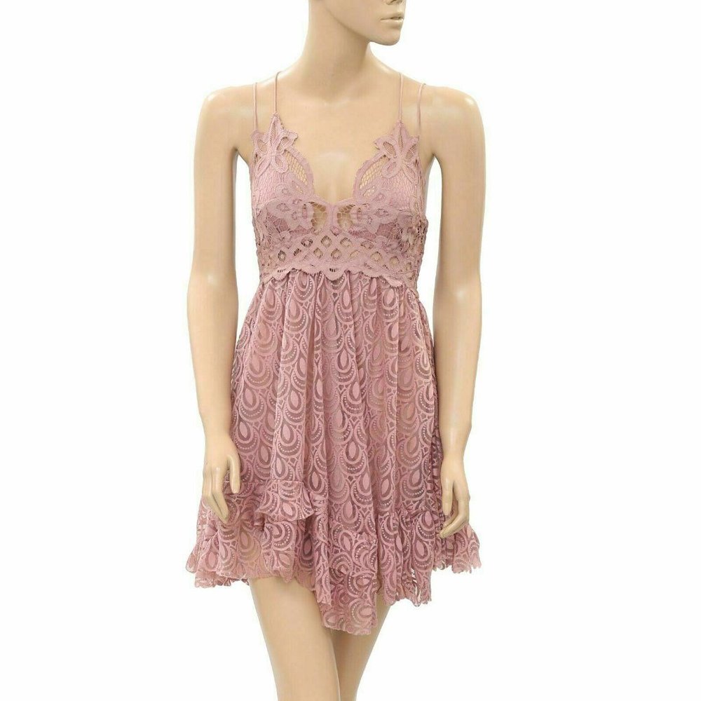 Free People FP One "Adella" Burnout Slip Mini Dress Lace Crochet XS New - Picture 5 of 9